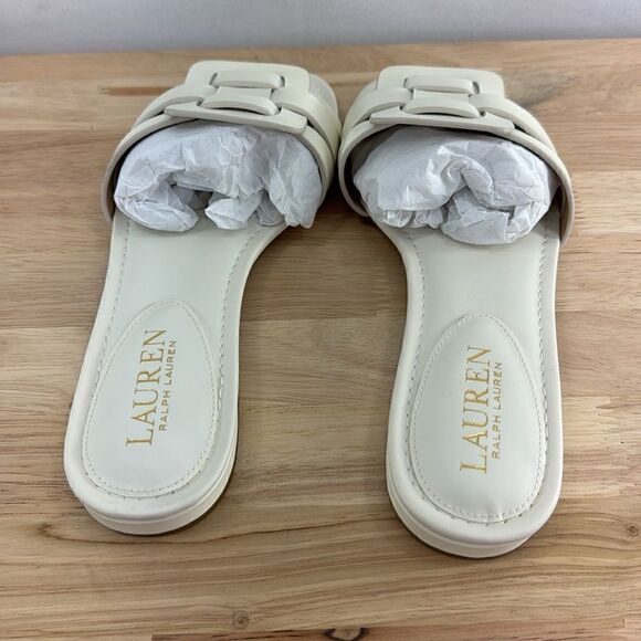 Lauren Ralph Lauren Emerey Leather Sandal- Cream- Size 7B- N IB - Picture 3 of 8